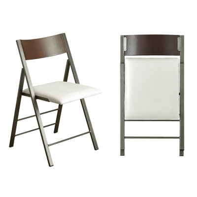 Chaises pliantes avec coussin 2 pièces - Chaises de salle à manger pliables en acier robuste