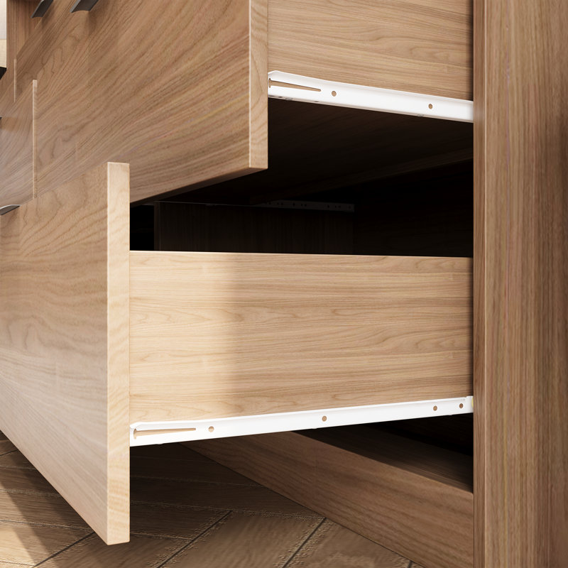 94.5" Walnut Bookcase With 3 Drawers, 3 -tier Storage Cabinet With Led Lights