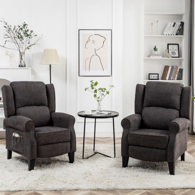 33.5" Wide Classic Upholstered ush Bck Recner with Wng Back
