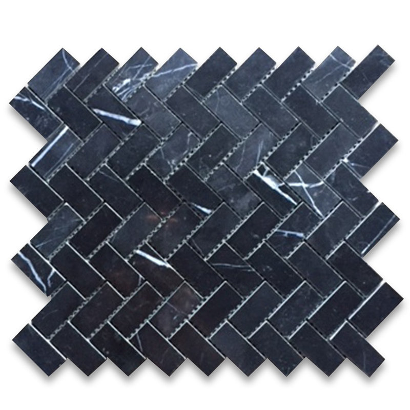 Carreau de mosaïque en marbre à chevrons 1 po x 2 po