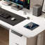 Bureau d'écriture blanc en bois manufacturé blanc + acier-2045252905-2045252907