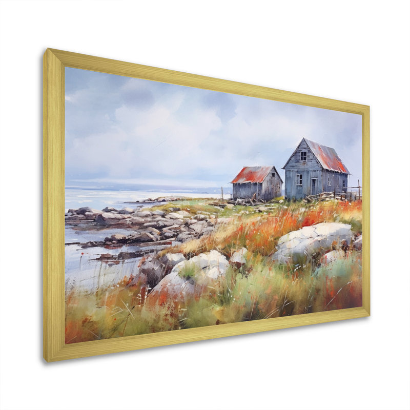 Rustic Refuge Lakehouse II sur impression sur toile, H 34 po x l 44 po x P 1,5 po, Cadre doré à une seule photo