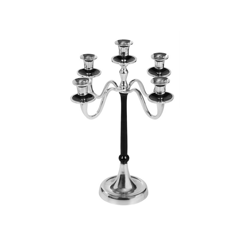 Candélabre en métal, H 16 po x l 11,5 po x P 11,5 po