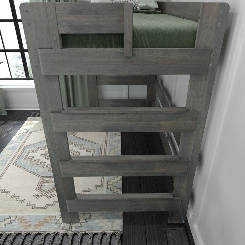 Helena Farmhouse Solid Wood Twin High Loft Bed, Driftwood