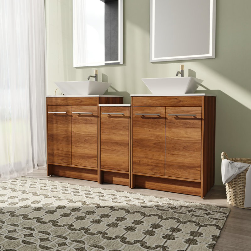Aranwen 58.93'' Double Bathroom Vanity with Sintered Stone Top