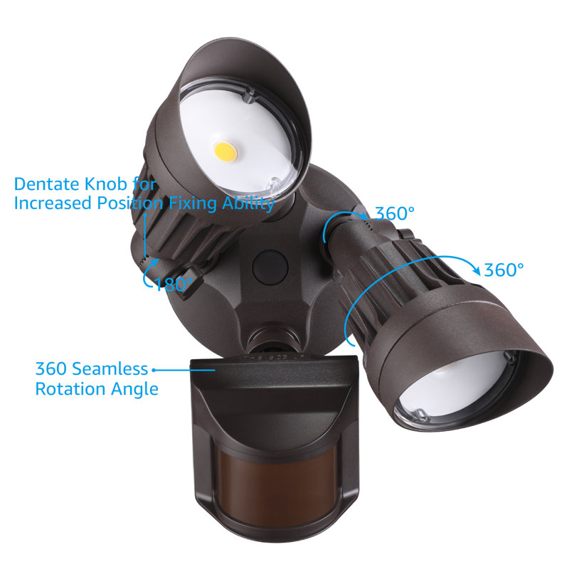 LED Security Wall Light, Motion Sensor Flood Lights, Adjustable Head, Bronze