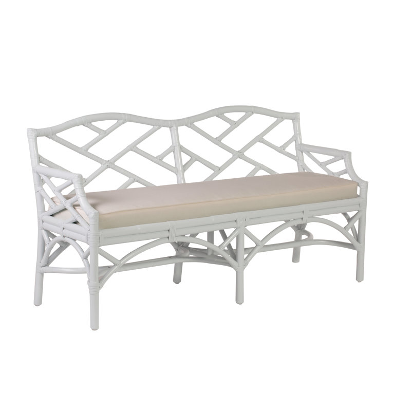 Chippendale Upholstered Bench, White