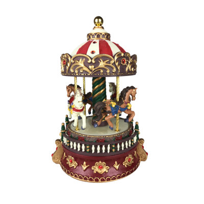 Carrousel avec pierres scintillantes rouges, figurine Danubein bleue