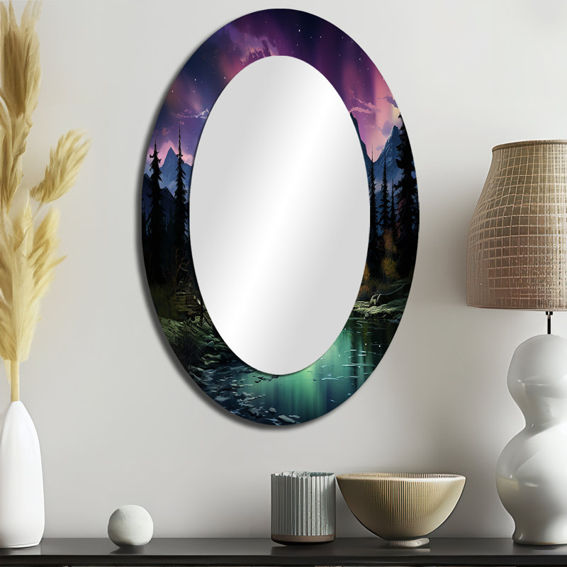 Northern Lights Celestial Symphony I - Country Oval Wall Mirror, 36" x 24"