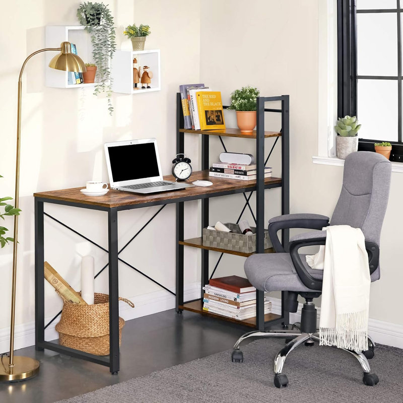 Citlali Writing Desk, Black, Rustic Brown