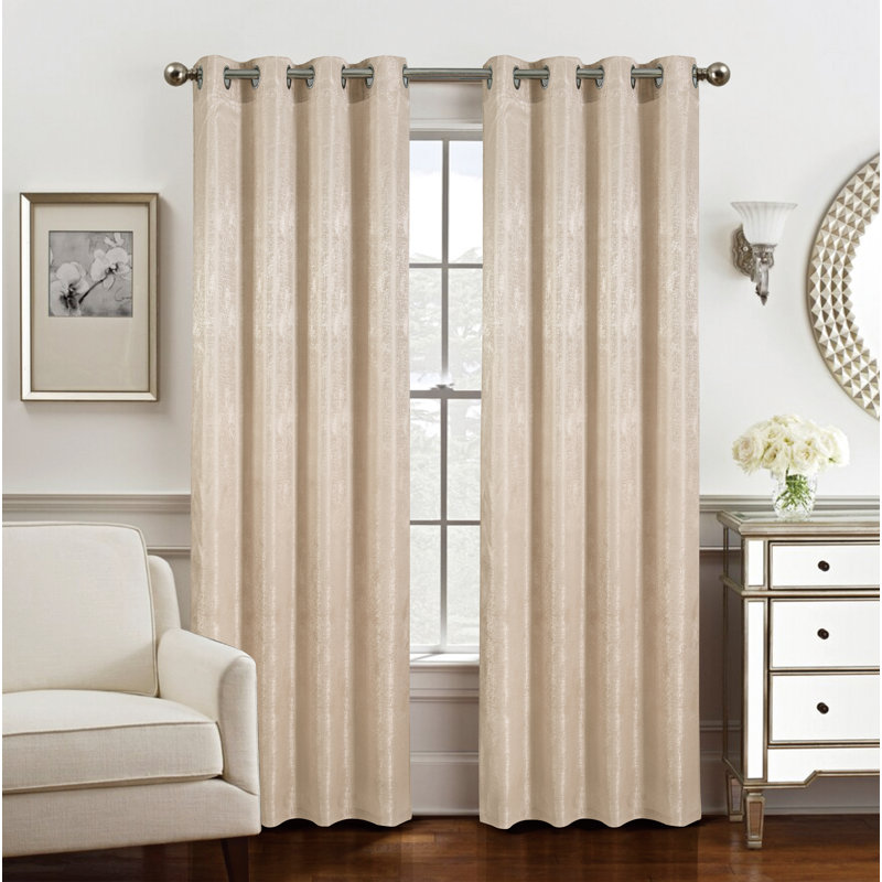 Triena Two Tone Woven Light Filtering Window Curtain Panel, Taupe, 55" W x 90" L