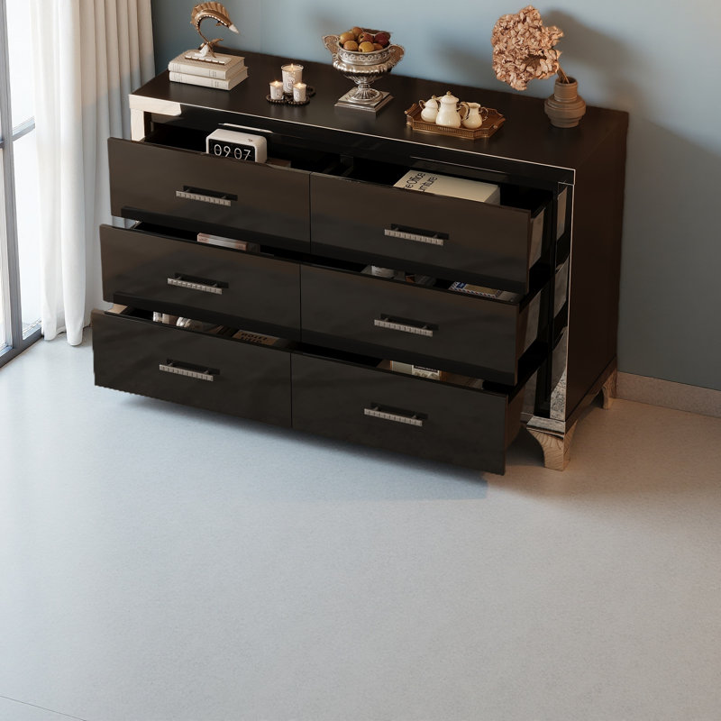 Commode élégante avec poignée en métal, Noir