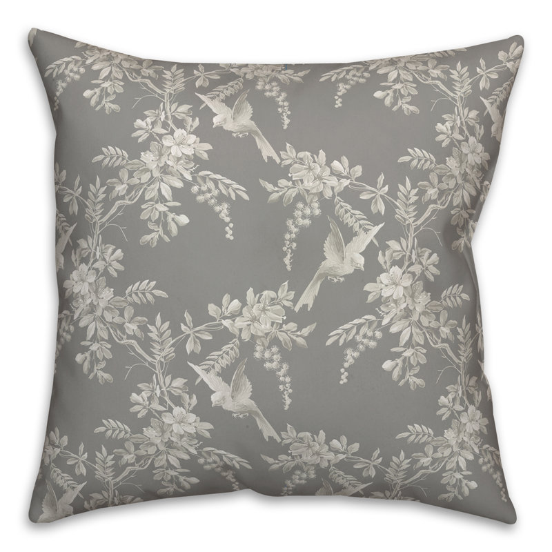  Housse et insert de coussin d'oreiller carré Birds Leaves, H 18 po x l 18 po