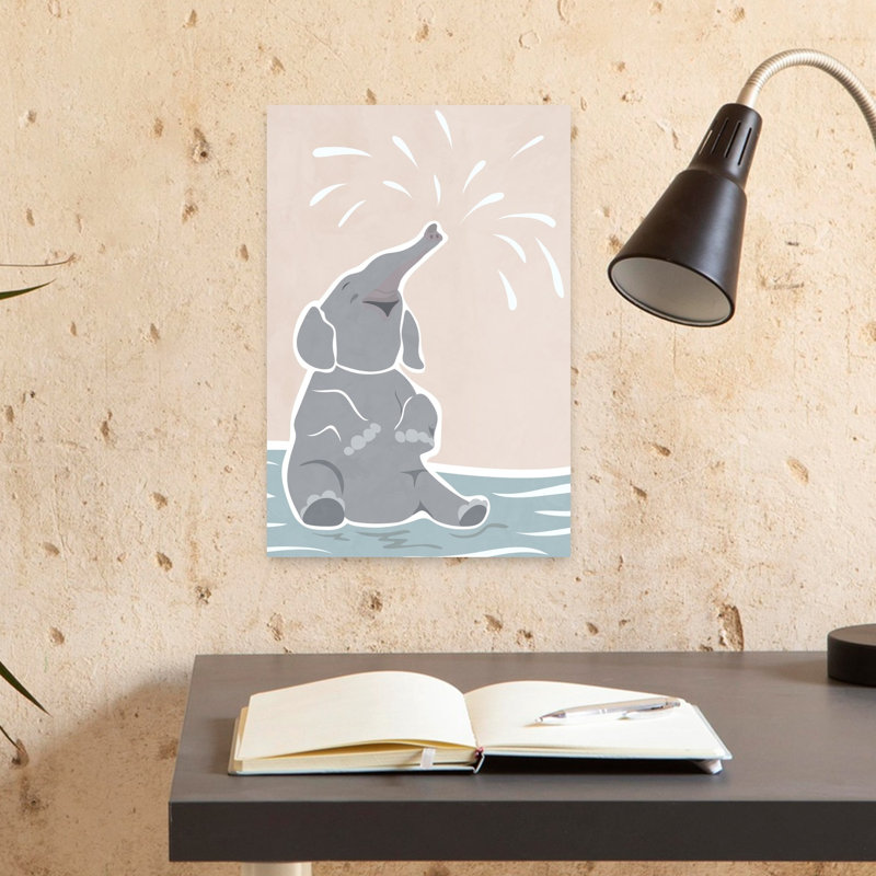 Cute scandi elephant children's art Contemporary Elephant Nature Wildlife Wall Art Print 1 Piece Wrapped Canvas Wall Art