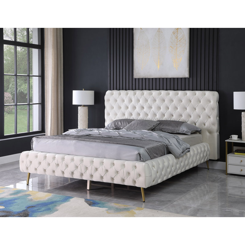 Lit plateforme tapissier standard Zabel , Gris, Grand