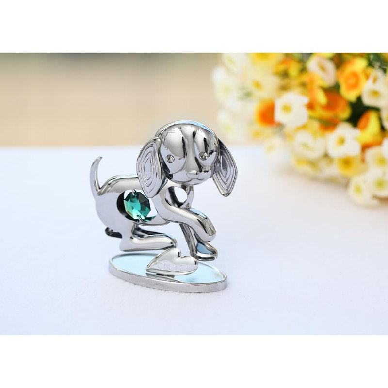 Figurine chiot plaqué 24 carats Prevatte, Chrome