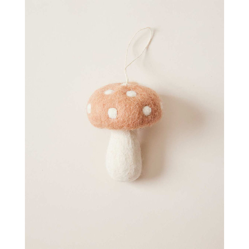 Felted Festive Handmade 100% Wool Plants & Flowers Holiday Shaped Ornament, Blush, 3.5" H x 2.5" W x 2.5" D