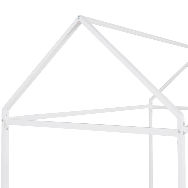 Wolfville House Bed Frame Twin Size , Kids Bed Frame Metal Platform Bed Floor Bed, White