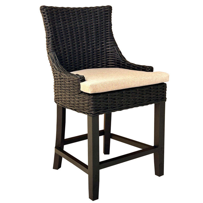 Tabouret de comptoir Alfresco tissé Kuba noir, Tabouret de comptoir (siège d'une hauteur de 24,5