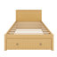 Lit plateforme avec bureau intégré et rangement, offrant une grande tablette en tête de lit et des tiroirs au pied du lit.-280113174