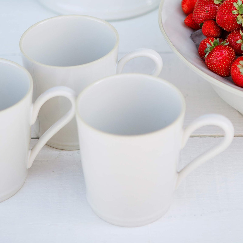 Beja Handmade Stoneware Coffee Mug, White/Cream
