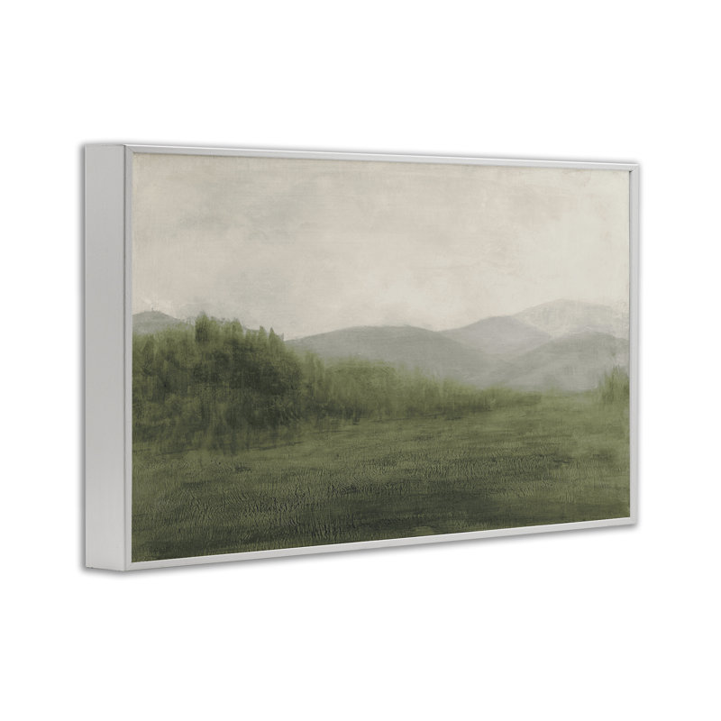 Estampe numérique brouillard vert campagne, design par Walt Johnson, Giclée encadrée blanc bord de mer, H 20 po x l 30 po