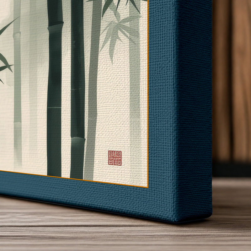 Bamboo Study Japandi - Wrapped Canvas, 24x16 - 61.0 x 40.6 cm, Teal Border