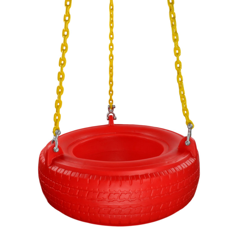 Tire Swing avec chaînes enduites, Rouge / Jaune