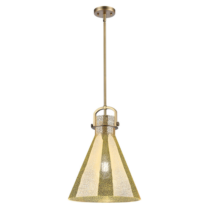 Luminaire suspendu avec tige 1 lumière Abisaid, Laiton brossé, Mercure, H 15 po x l 14 po x P 14 po