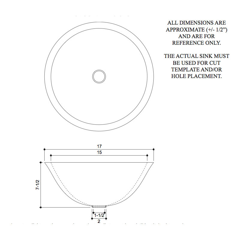 Lavabo de salle de bain vasque circulaire en cuivre 7,5 "H, Cuivre brillant