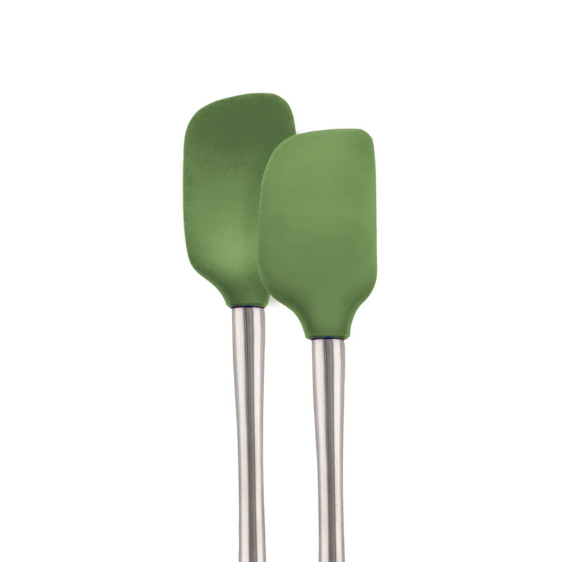 Tovolo Flex-Core Stainless Steel Handled Mini Spatula & Spoonula Set, Kitchen Utensil Set Of 2, Heat-Resistant & BPA-Free Silicone Turner Heads, Safe For Cast Iron & Cookware Dishwasher-Safe