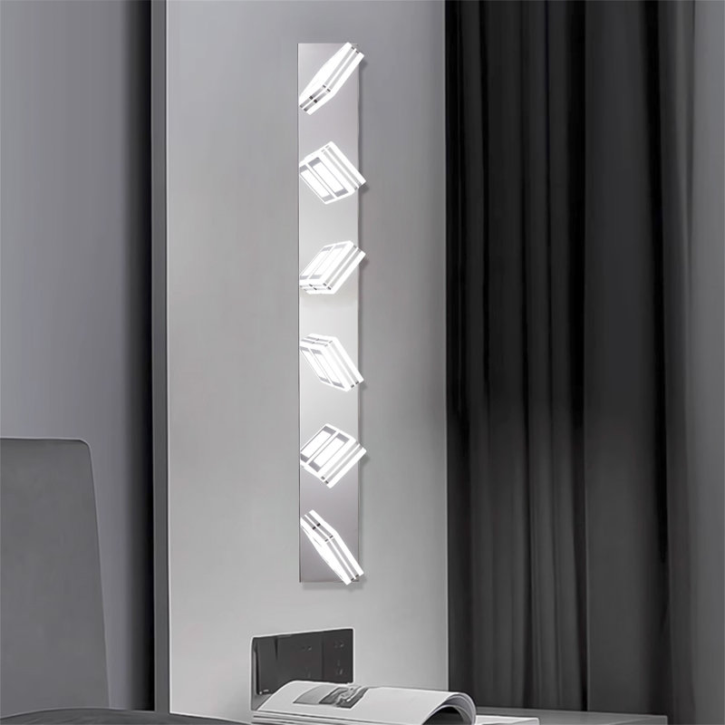Éclairage de meuble-lavabo moderne à DEL, 6 lumières, H 4,3 po x l 39 po x P 4,7 po, Chrome chrome
