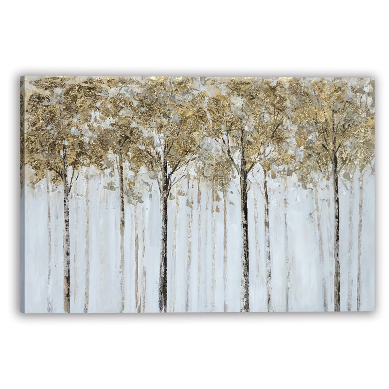Forêt dorée - peinture sur toile tendue, H 24 po x l 36 po x P 2 po