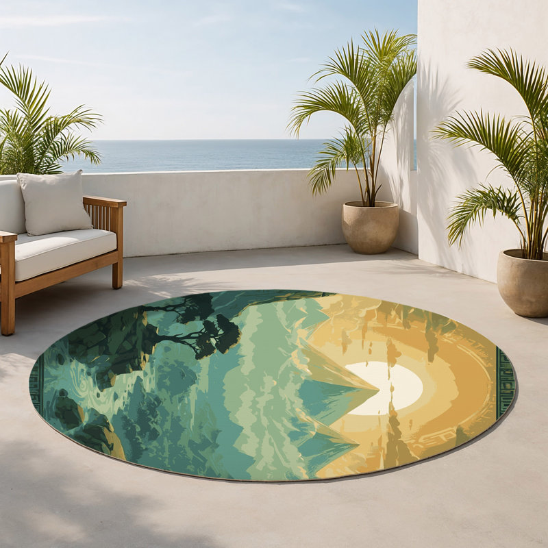 Tapis intérieur et extérieur Celestial Pathway, Rond 5 pi