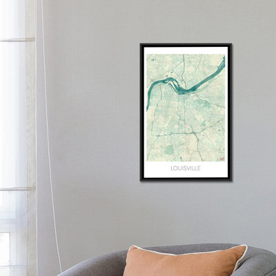 « louisville rétro bleu aquarelle urban blueprint map », impression sur toile