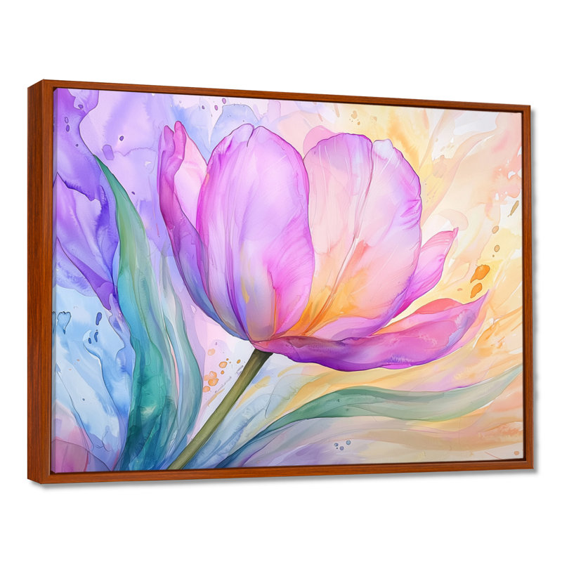Fleur d'été de tulipe mauve IV - décoration murale tulipe, H 34 po x l 44 po, Brun