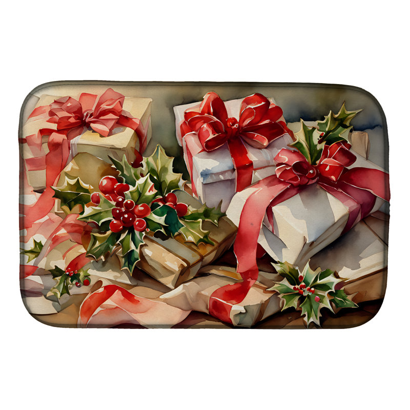 Christmas Bows & Ribbons Dish Drying Mat