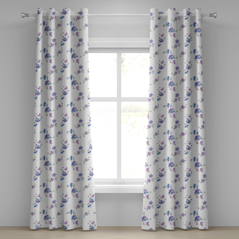 Rideau décoratif à œillets 2 panneaux pour fenêtre Dakota Fields, 50 po, mauve, bleu, rose, L 50 po x L 54 po