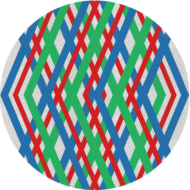 Tapis bleu à motif géométrique Kissena, Rond 4 pi