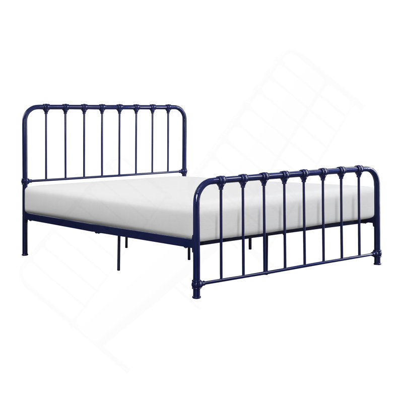 Lit plateforme en métal 1pc, lit dans une boîte, Bleu, Grand lit