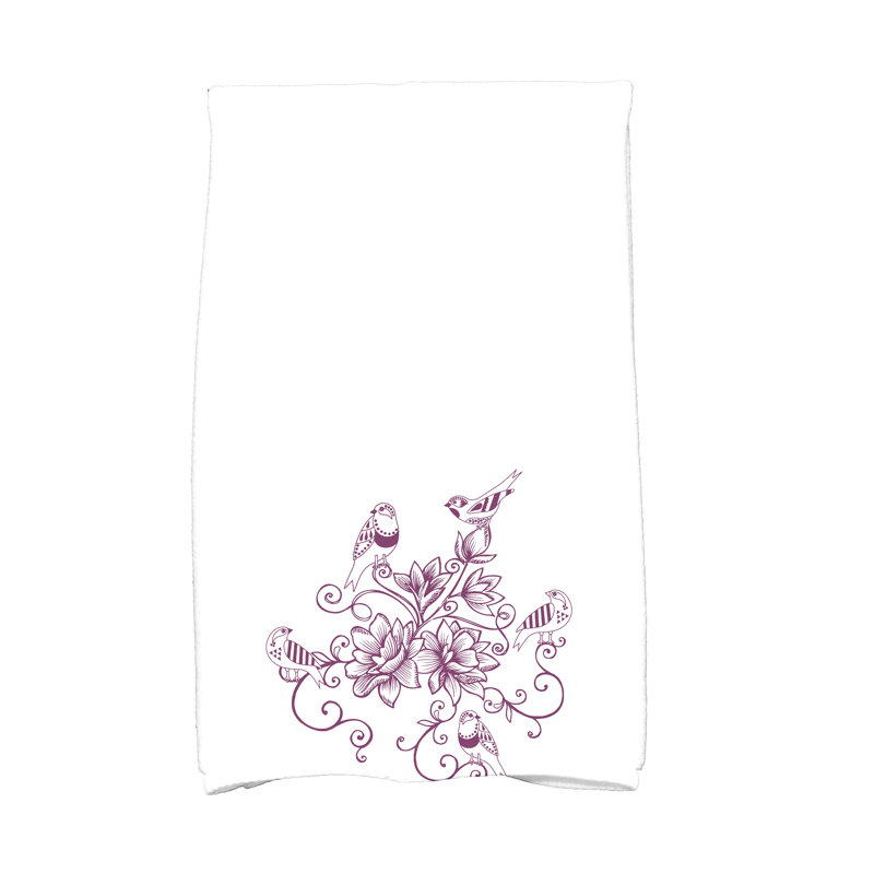 Floral Tea Towel Kitchen Towel, Purple