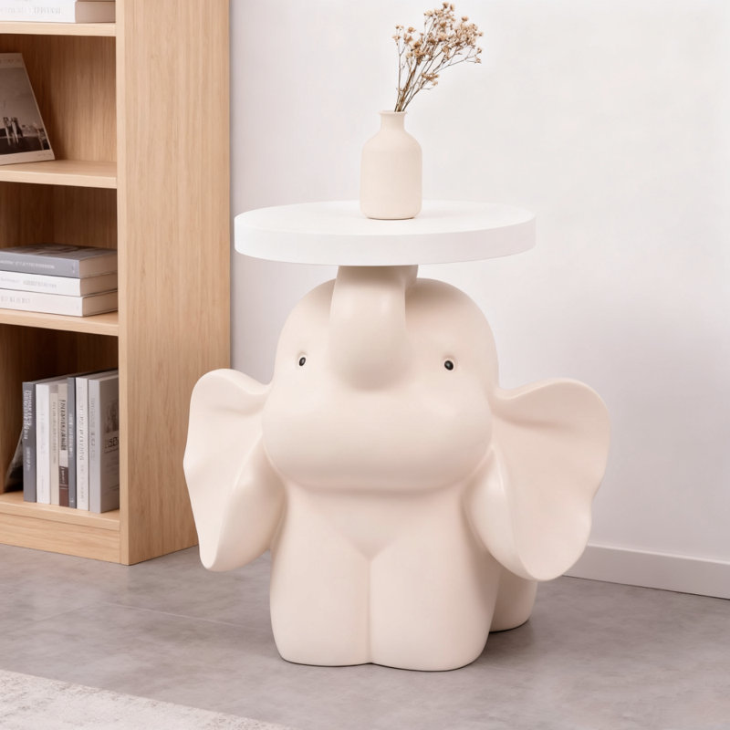 Playful Elephant Shaped Side Table Whimsical Resin Animal End Table With Tray Top