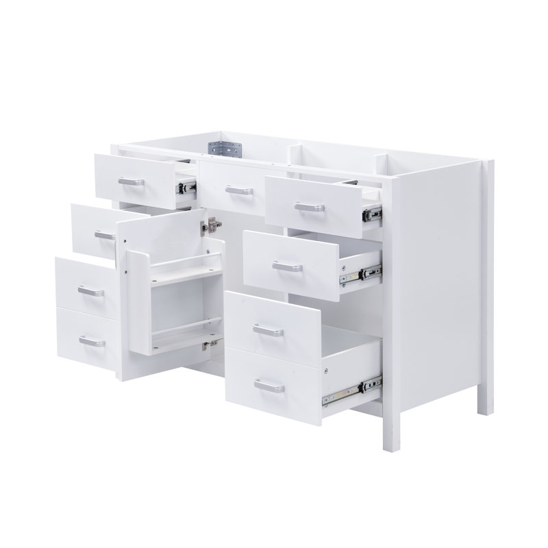 Meuble-lavabo de salle de bain de 118 cm (46,5 po) seulement, porte à fermeture amortie et 6 tiroirs, blanc