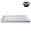 Base de douche 60 po x 32 po en alcôve en acrylique blanc brillant avec bonde gauche, bonde incluse-115184204