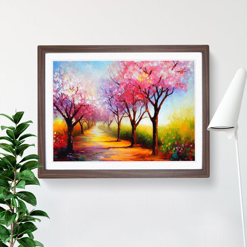 Cherry Blossom Tree Park Vol.7 - Framed Print, 34cm H x 46cm W x 2cm D, Walnut Framed