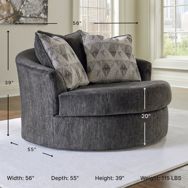 Biddeford Upholstered Swivel Accent Chair, Shadow Polyester
