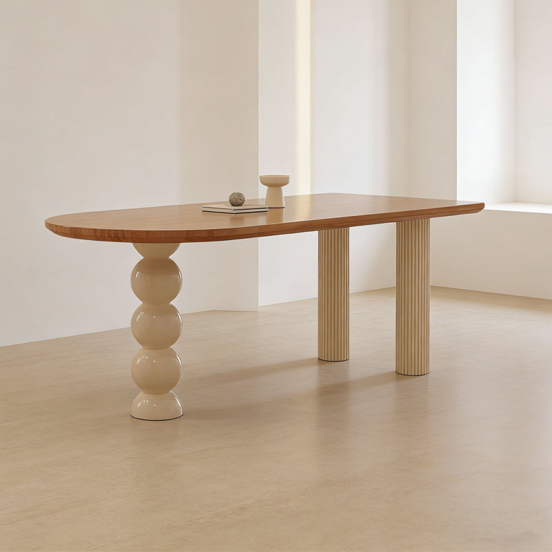 Table de salle à manger en bois crème, H 29,5 po x L 63 po x l 31,5 po