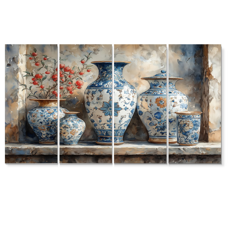 Ensemble de vases en céramique roses et roses, H 32 po x l 64 po