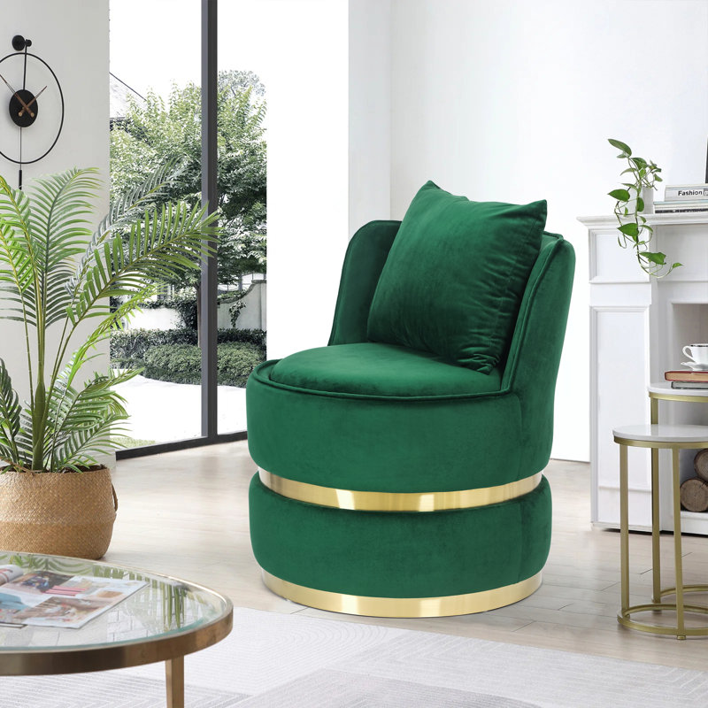 Fauteuil demi-tonneau en polyester 23,03 po, Mélange de polyester vert