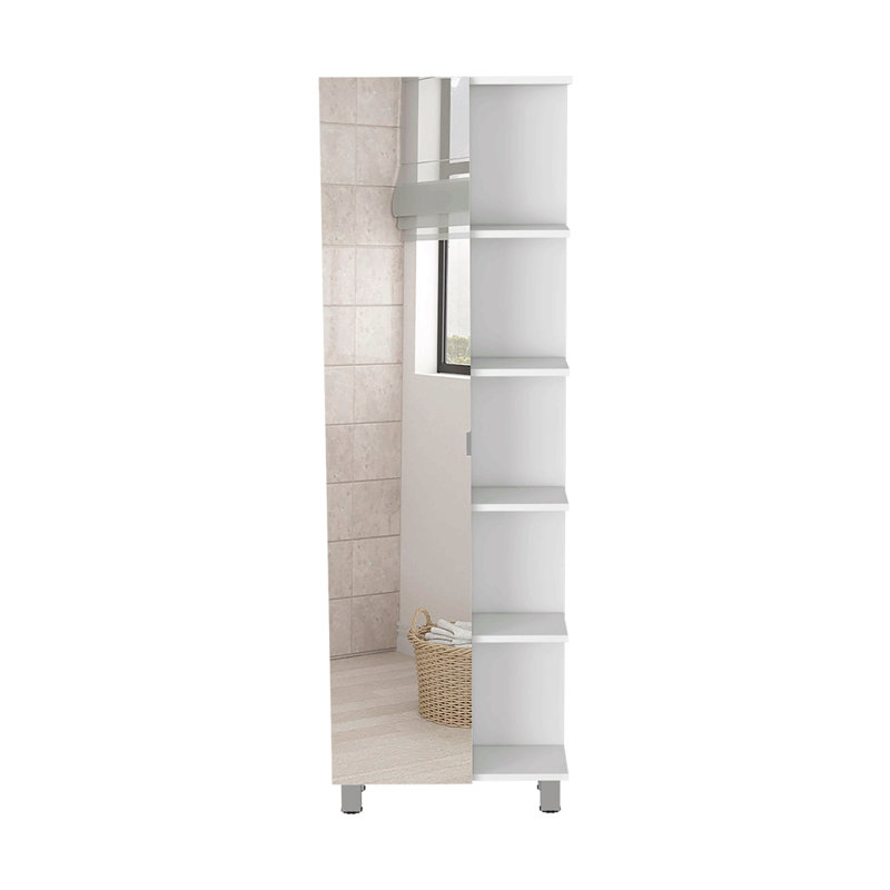 Armoire à linge, quatre tablettes intérieures, cinq tablettes extérieures, Blanc